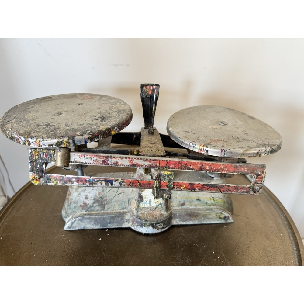 Vintage Double Art Scale Balancer Worn Primitive Tarnished Decor Statement